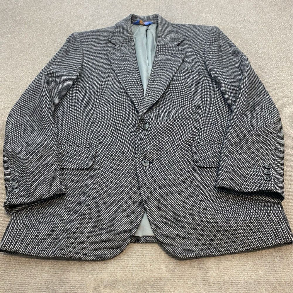 Pendleton Gray and Black Herringbone Wool Suit Jacket